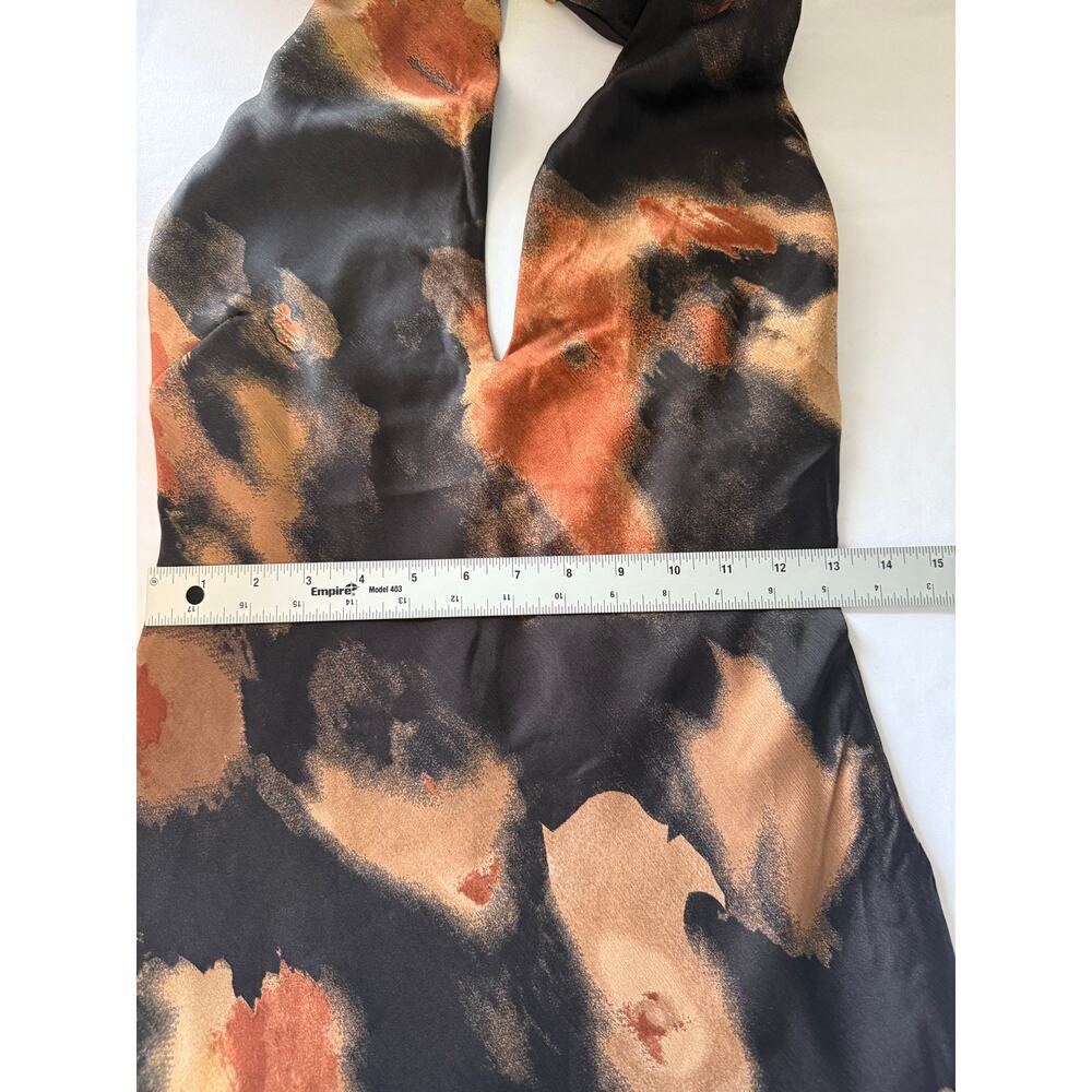 Lulus Halter Midi Dress Small NWT Satin Abstract Print Front Slit Open Back - Picture 8 of 16